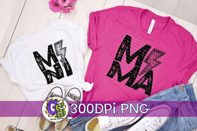 Lightning Bolt Mama & Mini Bundle PNG for Sublimation Sublimation Greedy Stitches 
