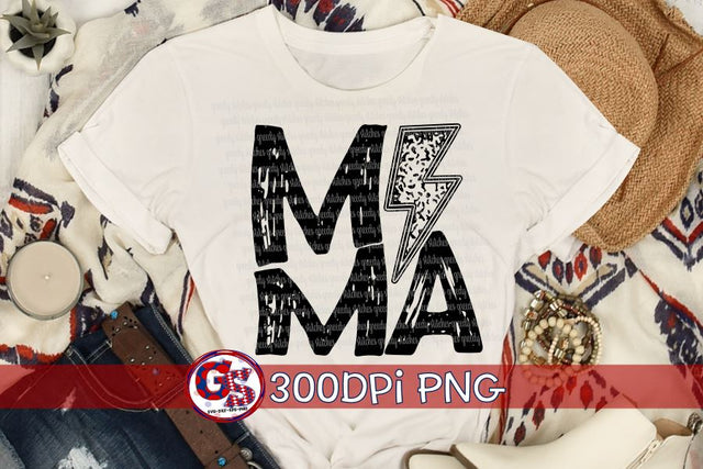 Lightning Bolt Mama PNG for Sublimation Sublimation Greedy Stitches 
