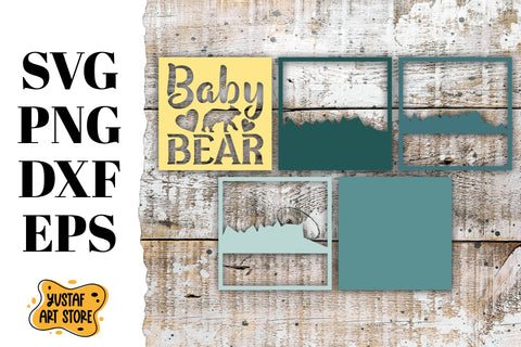 Light/Shadow box Baby Bear 3d layered paper cut SVG Yustaf Art Store 