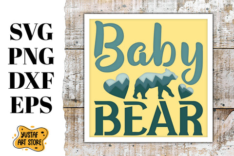 Light/Shadow box Baby Bear 3d layered paper cut SVG Yustaf Art Store 
