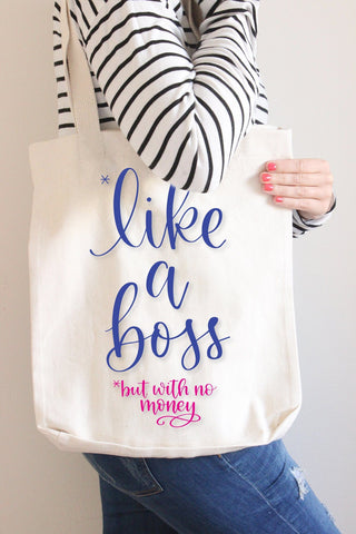 Like a Boss But With No Money Hand Lettered Cut File SVG Cursive by Camille 