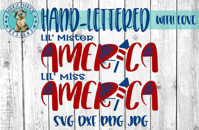 Lil' Mister / Miss America - Mini Bundle - Hand lettered - SVG Cut File Dorkie Yorkie Designs 