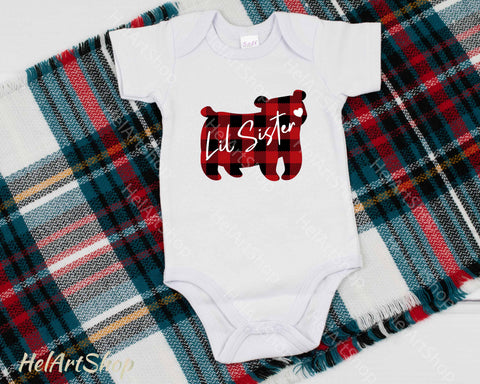 Lil sister svg, Lil Brother svg, Bear Family, Buffalo Plaid SVG _HelArtShop_ 