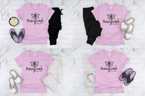 Lilac Bella Canvas 3001 Mockup Bundle, Women's T-Shirt Mockup, Comfy and Cozy Mockup Mock Up Photo Honeycomb Mockups 