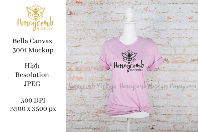 Lilac Bella Canvas 3001 Mockup, Women's T-Shirt Mockup, Mannequin Mockup, Summer Mockup Mock Up Photo Honeycomb Mockups 