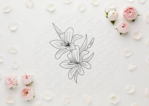 Lilium Flower bouquet svg-01 SVG SmmrDesign 