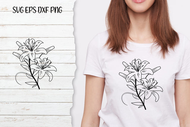 Lilium Flower bouquet svg-02 SVG SmmrDesign 