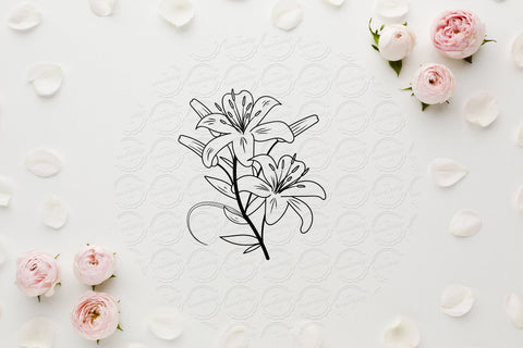 Lilium Flower bouquet svg-02 SVG SmmrDesign 