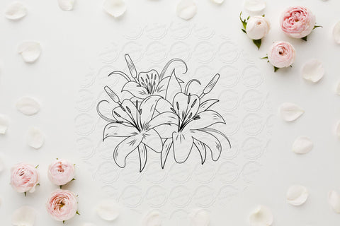 Lilium Flower bouquet svg-03 SVG SmmrDesign 