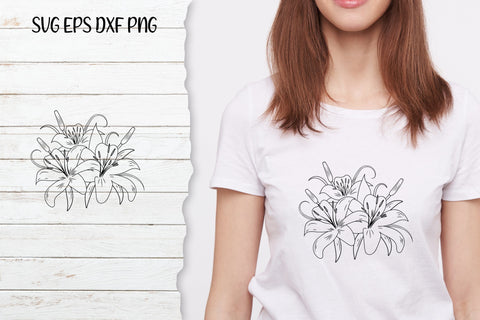 Lilium Flower bouquet svg-03 SVG SmmrDesign 