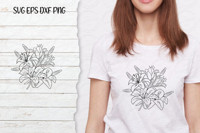Lilium Flower bouquet svg-04 SVG SmmrDesign 