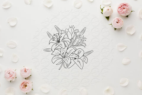 Lilium Flower bouquet svg-04 SVG SmmrDesign 