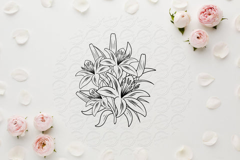 Lilium Flower bouquet svg-05 SVG SmmrDesign 