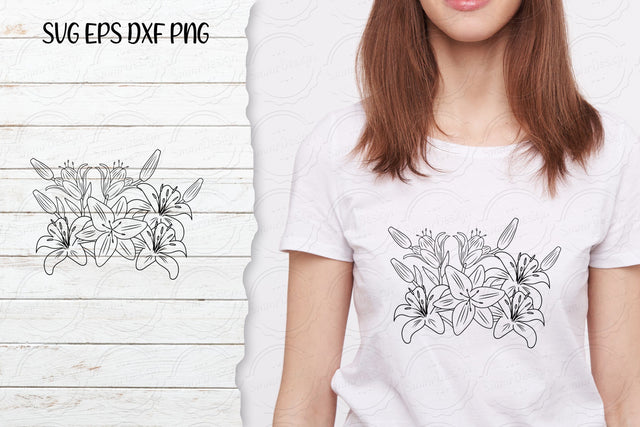 Lilium Flower bouquet svg-06 SVG SmmrDesign 