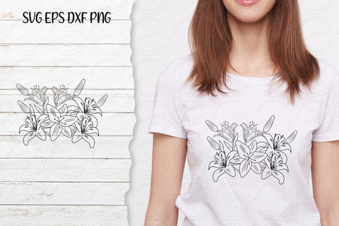 Lilium Flower bouquet svg-06 SVG SmmrDesign 