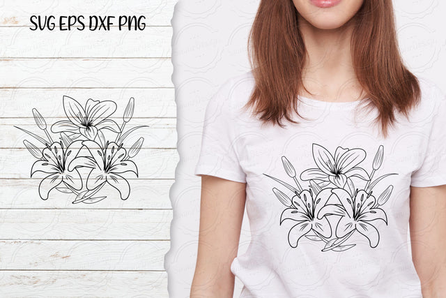 Lilium Flower bouquet svg-07 SVG SmmrDesign 