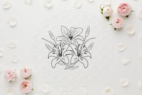 Lilium Flower bouquet svg-07 SVG SmmrDesign 