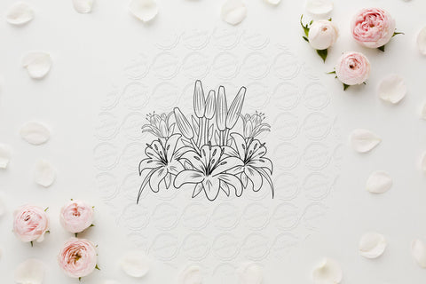 Lilium Flower bouquet svg-09 SVG SmmrDesign 