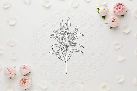 Lilium Flower bouquet svg-24 SVG SmmrDesign 