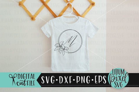 Lily Flower Arrangement Round Monogram Frame - Floral SVG SVG Lilium Pixel SVG 