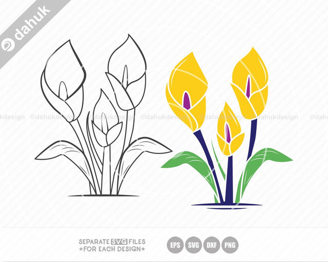 Lily Flower SVG, Lily svg, Flower svg, Cut file, for silhouette, svg, eps, dxf, png, clipart, cricut design space, vinyl cut files SVG dahukdesign 