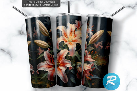 Lily Flowers 20 oz / 30 oz Tumbler PNG Sublimation Regulrcrative 