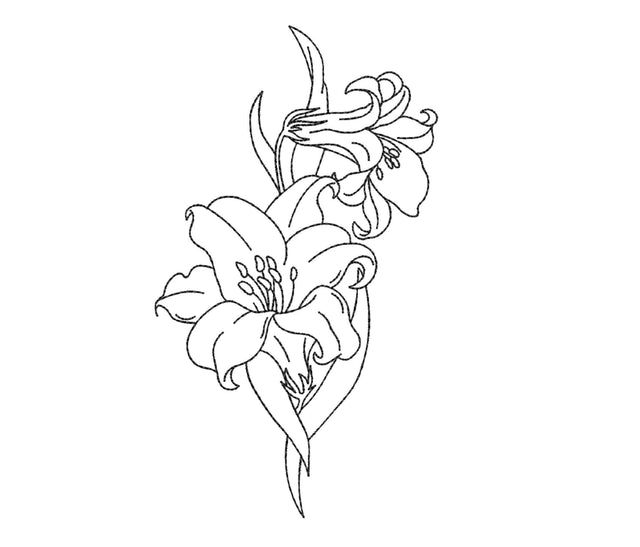 Lily Machine Embroidery design, Flower Embroidery file, 5 sizes Embroidery/Applique DESIGNS Nino Nadaraia 