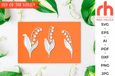 Lily of the Valley SVG, Lily Cut File, May Birth Plant DXF, Layered Flower, Taurus Flower Silhouette SVG RedHelgaArt 