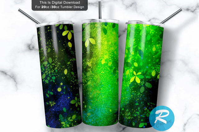 Lime Green Forest Faux Glitter 20 oz / 30 oz Tumbler PNG Sublimation Regulrcrative 