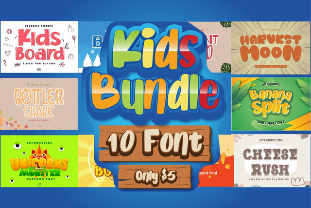 Limited Time Kids Bundle 10 Font Only $5, Hurry Up !!! Font nearzz 