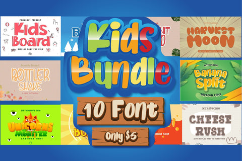 Limited Time Kids Bundle 10 Font Only $5, Hurry Up !!! Font nearzz 