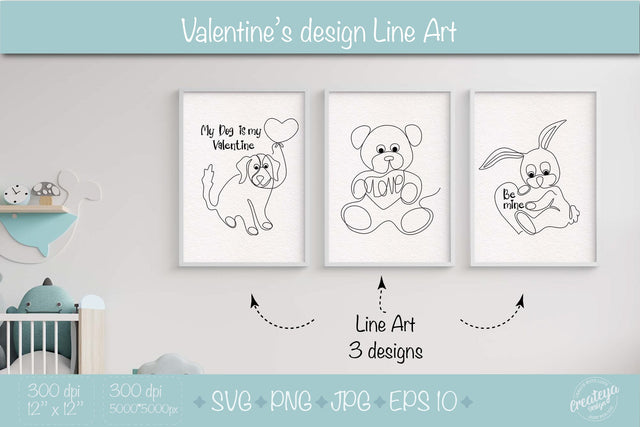 Line Art Valentine SVG, Line art toy, Line Art SVG SVG Createya Design 