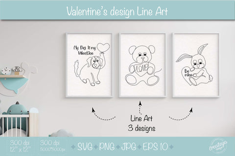 Line Art Valentine SVG, Line art toy, Line Art SVG SVG Createya Design 