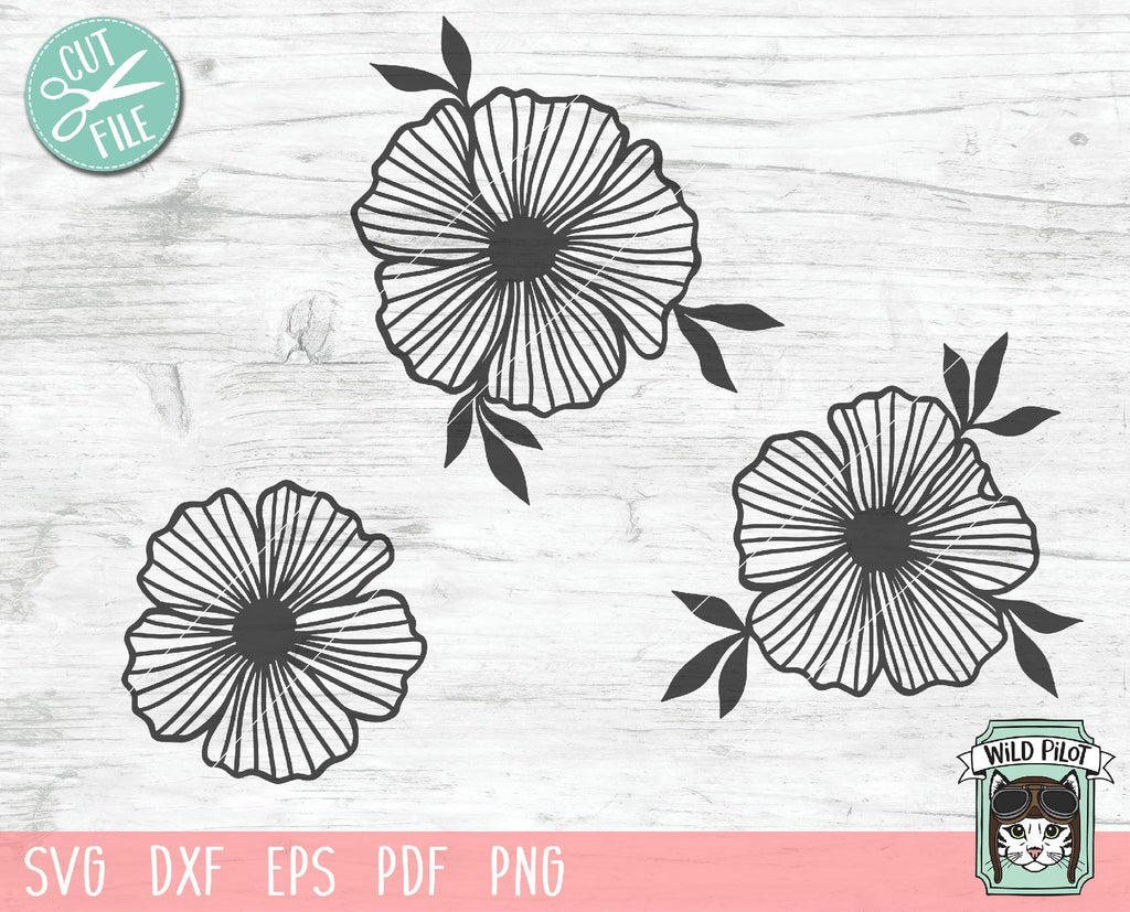 Linear Flowers SVG Cut File - So Fontsy