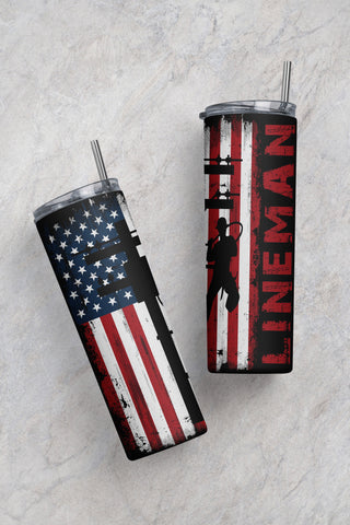 Lineman 2 File Png,Wood American Flag Lineman Tumbler Png,Lineman Electrician 20oz Skinny Tumbler Sublimation CaldwellArt 