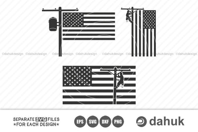 Lineman Flag, Linemen, Lineman cut template file, Digital File, Linemen clipart, svg, png, dxf & eps designs SVG dahukdesign 