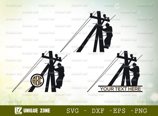 Lineman Monogram SVG Cut File, Line Worker Svg, Electrician Svg, Utility Lineman Svg, Lineman Silhouette, Power Lineman Svg, Electrik Svg, SVG Unique Zone 