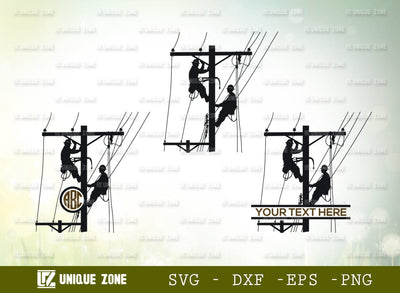 Lineman Monogram SVG Cut File, Line Worker Svg, Electrician Svg, Utility Lineman Svg, Lineman Silhouette, Power Lineman Svg, Electrik Svg, SVG Unique Zone 