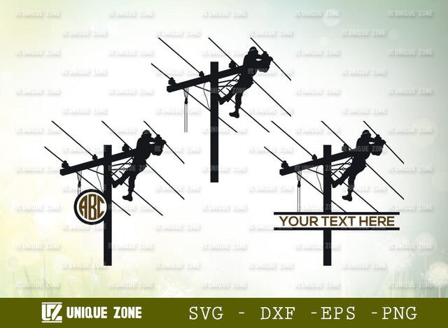 Lineman Monogram SVG Cut File, Line Worker Svg, Electrician Svg, Utility Lineman Svg, Lineman Silhouette, Power Lineman Svg, Electrik Svg, SVG Unique Zone 
