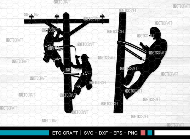 Lineman Silhouette, Electrician Svg, Line worker Svg, Power Lineman Svg, Electricity Svg, Electrical Lineman Svg, Lineman SVG ETC Craft 