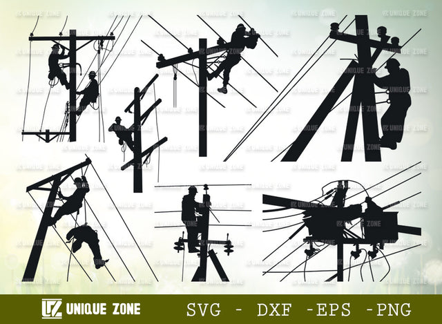 Lineman SVG Bundle, Line Worker Svg, Electrician Svg, Utility Lineman Svg, Lineman Silhouette, Power Lineman Svg, Electrik Svg, SVG Unique Zone 