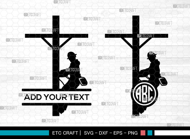 Lineman SVG, Electrician Svg, Line worker Svg, Power Lineman Svg, Electricity Svg, Electrical Lineman Svg, Split Monogram Svg SVG ETC Craft 