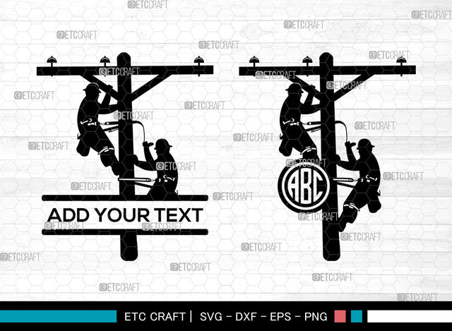 Lineman SVG, Electrician Svg, Line worker Svg, Power Lineman Svg, Electricity Svg, Electrical Lineman Svg, Split Monogram Svg SVG ETC Craft 