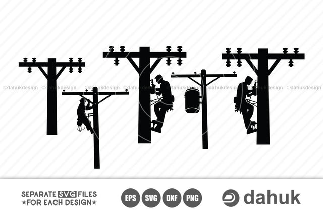 LineMan svg, LineMan Clipart, cricut, silhouette cut files,electric power pole,Lineman, repairs, LineMan eps, LineMandxf, svg cut file SVG dahukdesign 