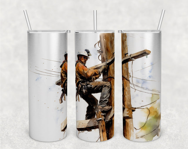 Lineman Tumbler Wrap, 20 Oz Skinny Tumbler Sublimation Design, Electrician Tumbler PNG Sublimation HappyDesignStudio 