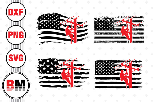 Lineman US Flag SVG, PNG, DXF Files SVG BMDesign 
