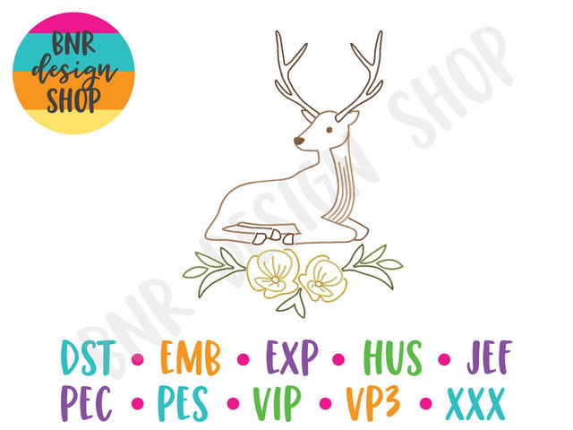 Linework Deer Machine Embroidery Design Embroidery/Applique DESIGNS BNRDesignShop 