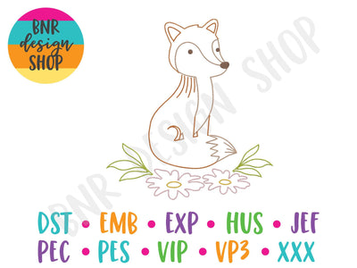 Linework Fox Machine Embroidery Design Embroidery/Applique DESIGNS BNRDesignShop 