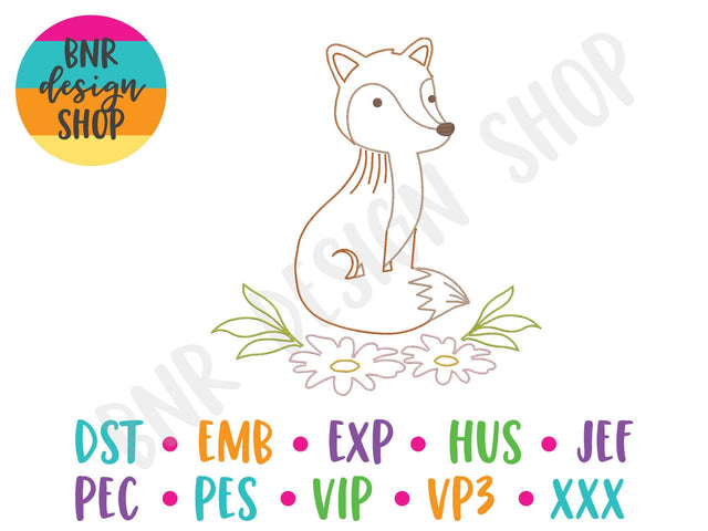 Linework Fox Machine Embroidery Design Embroidery/Applique DESIGNS BNRDesignShop 