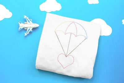 Linework Heart with Parachute Embroidery Embroidery/Applique DESIGNS Designed by Geeks 